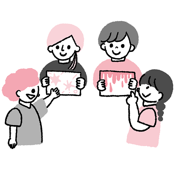 作品を見せ合う イメージイラスト