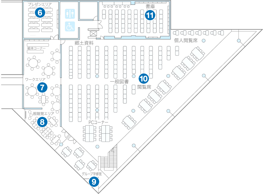 仁愛大学附属図書館 2階フロアマップ